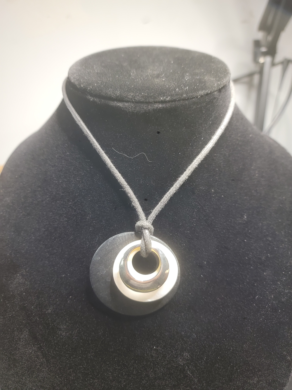 Layered Black, White & Silver Pendant Necklace - Unbranded